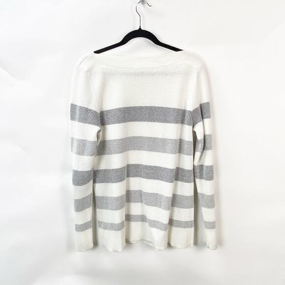 2/$30 Stitch Fix Market and Spruce Large Womens Gray White Stripe Tawnee Sweater - Picture 7 of 9